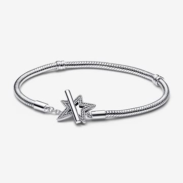 Picture of Pulsera Pandora Cadena de Serpiente con cierre en T Estrella Asimétrica 18 cm.