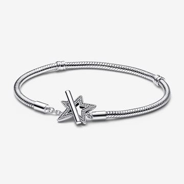 Picture of Pulsera Pandora Cadena de Serpiente con cierre en T Estrella Asimétrica 19 cm.