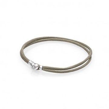 Foto de Pulsera Pandora Plata y seda beige. 16 cm.