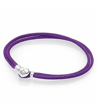 Foto de Pulsera Pandora Plata y seda morada. 16 cm.