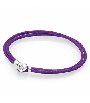 Foto de Pulsera Pandora Plata y seda morada. 18 cm.