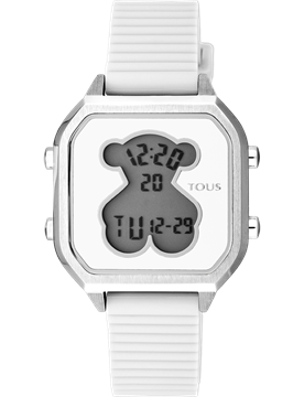 Foto de Reloj TOUS digital D-Bear Teen de acero con correa de silicona blanca
