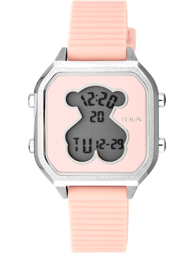 Foto de Reloj TOUS digital D-Bear Teen de acero con correa de silicona rosa