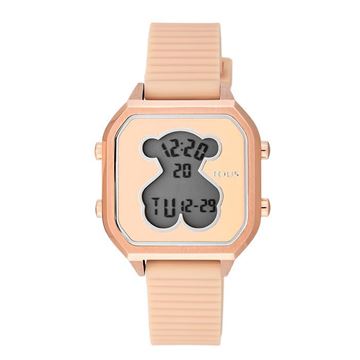 Foto de Reloj TOUS digital D-Bear Teen de acero IP rosado con correa de silicona nude