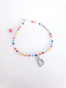 Foto de Pulsera plata bolitas colores Inicial D