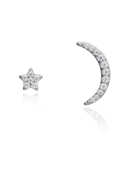 Foto de Pendientes Viceroy de plata de ley con forma de luna y estrella con circonitas