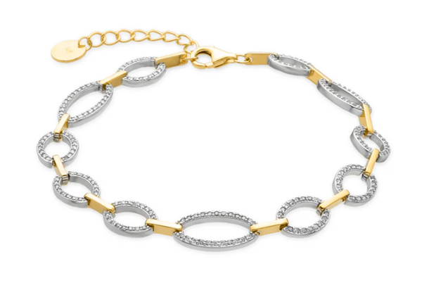 Foto de PULSERA LUXENTER DE PLATA DE LEY 925 Y CIRCONITA BRILLANTE ACABADO ORO 18K - PHINTHE