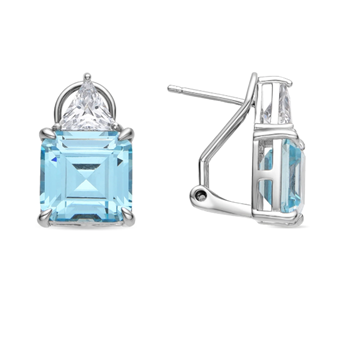 Foto de PENDIENTES LUXENTER DE PLATA DE LEY 925 Y CUARZO HIDROTERMAL AGUAMARINA ACABADO RODIO - RUKNA