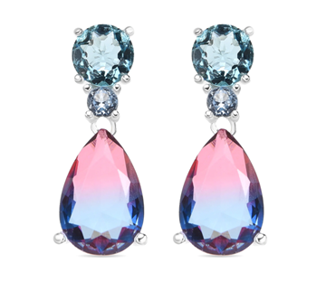 Foto de PENDIENTES LUXENTER DE PLATA DE LEY 925 Y CUARZO HIDROTERMAL AZUL DEGRADADO ACABADO RODIO - KOARG