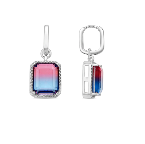 Foto de PENDIENTES LUXENTER DE PLATA DE LEY 925 Y CUARZO HIDROTERMAL AZUL DEGRADADO ACABADO RODIO - KAKAN