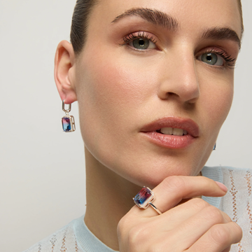 Foto de PENDIENTES LUXENTER DE PLATA DE LEY 925 Y CUARZO HIDROTERMAL AZUL DEGRADADO ACABADO RODIO - KAKAN