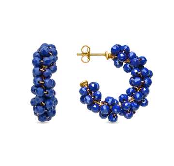 Foto de PENDIENTES LUXENTER DE PLATA DE LEY 925 Y CRISTAL AZUL OSCURO ACABADO ORO AMARILLO DE 18K - SILKA