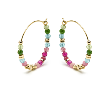 Foto de PENDIENTES LUXENTER DE PLATA DE LEY 925 Y CRISTAL MULTICOLOR ACABADO ORO AMARILLO DE 18K - ANE