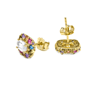 Foto de PENDIENTES LUXENTER DE PLATA DE LEY 925 Y CIRCONITA MULTICOLOR ACABADO ORO AMARILLO DE 18K - MEZAY