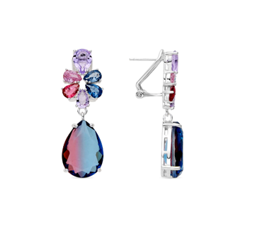 Foto de PENDIENTES LUXENTER DE PLATA DE LEY 925 Y CUARZO HIDROTERMAL AZUL DEGRADADO ACABADO RODIO - KYSION