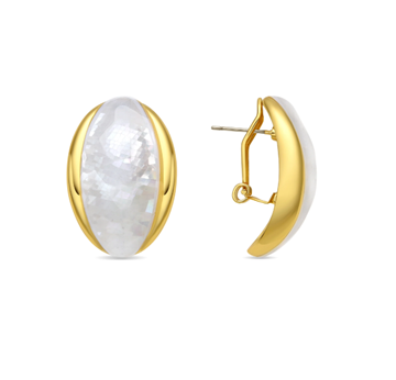 Foto de PENDIENTES LUXENTER ACABADO ORO AMARILLO DE 18K Y MADREPERLA BLANCA - LINGO