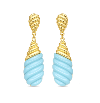 Foto de PENDIENTES LUXENTER ACABADO ORO AMARILLO DE 18K Y RESINA AZUL - RAWIL