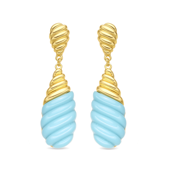 Foto de PENDIENTES LUXENTER ACABADO ORO AMARILLO DE 18K Y RESINA AZUL - RAWIL