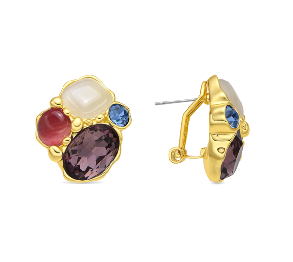 Foto de PENDIENTES LUXENTER ACABADO ORO AMARILLO DE 18K Y CRISTAL MORADO - NEDLA