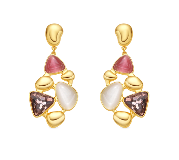 Foto de PENDIENTES LUXENTER ACABADO ORO AMARILLO DE 18K Y CRISTAL MULTICOLOR - NAXMO