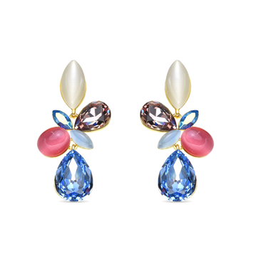 Foto de PENDIENTES LUXENTER ACABADO ORO AMARILLO DE 18K Y CRISTAL MULTICOLOR - KAYA