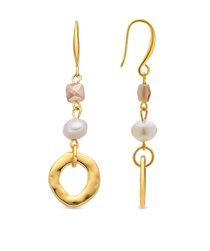Foto de PENDIENTES LUXENTER ACABADO ORO AMARILLO DE 18K Y PERLA BLANCA - DIRIKI