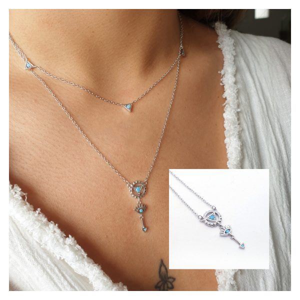 Foto de Collar Plata Boho Turquesa