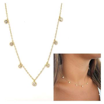 Foto de Collar Plata Chapado Oro Puntos De Luz