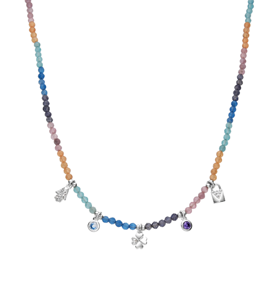 Foto de COLLAR DE PLATA DE LEY 925 Y CRISTAL MULTICOLOR ACABADO RODIO - MUZA