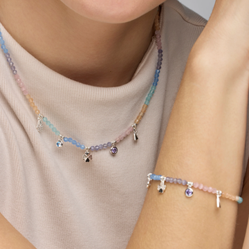 Foto de COLLAR DE PLATA DE LEY 925 Y CRISTAL MULTICOLOR ACABADO RODIO - MUZA