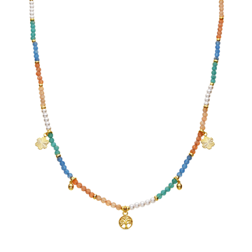 Foto de COLLAR DE PLATA DE LEY 925 Y CRISTAL MULTICOLOR ACABADO ORO AMARILLO DE 18K - KEDRIL