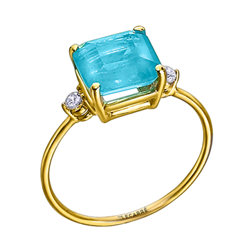 Foto de Anillo LeCarré Oro Amarillo,  Topacios Azul y Blancos GA143OA