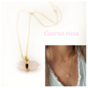 Foto de Collar Plata Chapada Cuarzo Rosa Prisma Oro