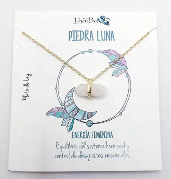 Foto de Collar Plata Chapada Piedra Luna Oro Prisma