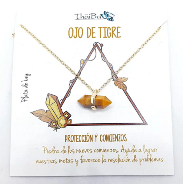 Foto de Collar Plata Chapada Ojo De Tigre Oro Prisma