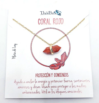 Foto de Collar Plata ChapadaCoral Rojo Oro Prisma