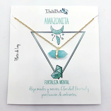 Foto de Collar Plata Amazonita Prisma Oro