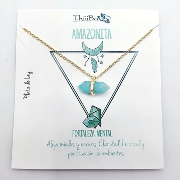 Foto de Collar Plata Amazonita Prisma Oro