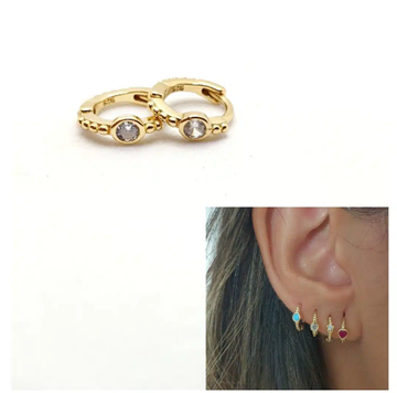 Foto de Pendientes Plata Chapada Mini Arito Circonita