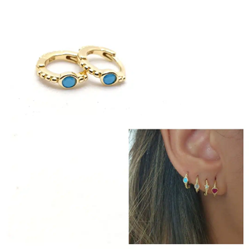 Foto de Pendientes Plata Chapada Mini Arito Turquesa