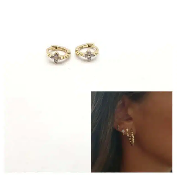 Foto de Pendientes Plata Chapada Mini Arito Flor