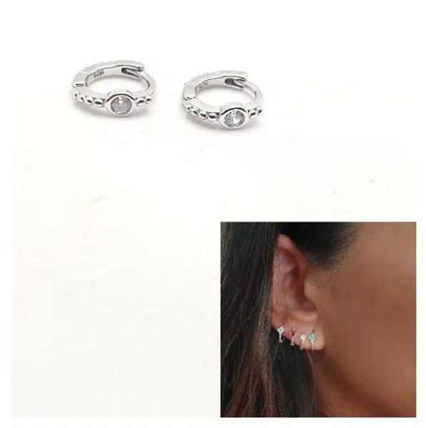 Foto de Pendientes Plata Mini Arito Circonita