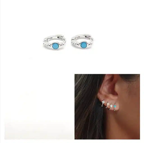 Foto de Pendientes Plata Mini Arito Turquesa