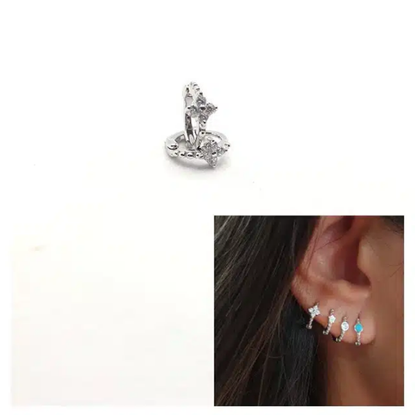 Foto de Pendientes Plata Mini Arito Flor