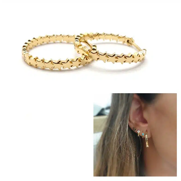 Foto de Pendientes Plata chapada Aro Estrellitas