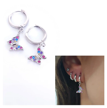 Foto de Pendientes Plata Mariposa Multicolor