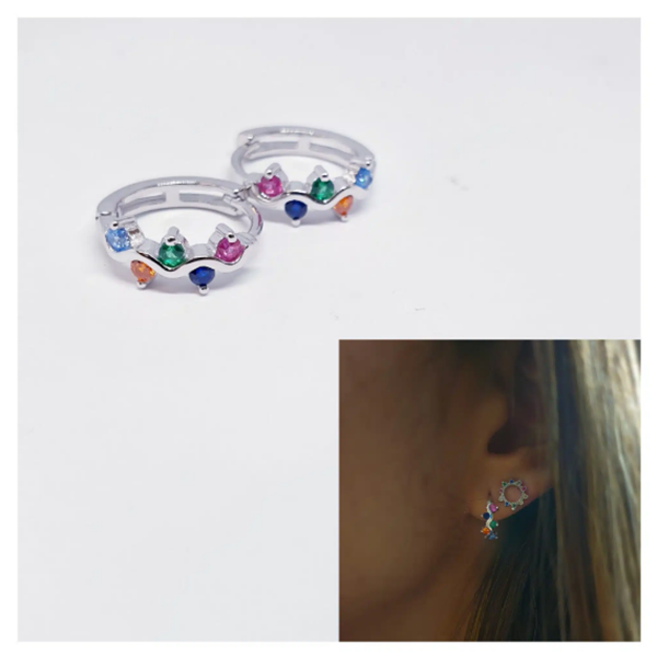 Foto de Pendientes Plata Zig Zag Color