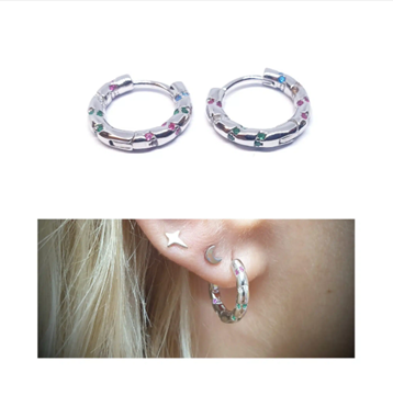 Foto de Pendientes Plata Aro Espiral Multicolor