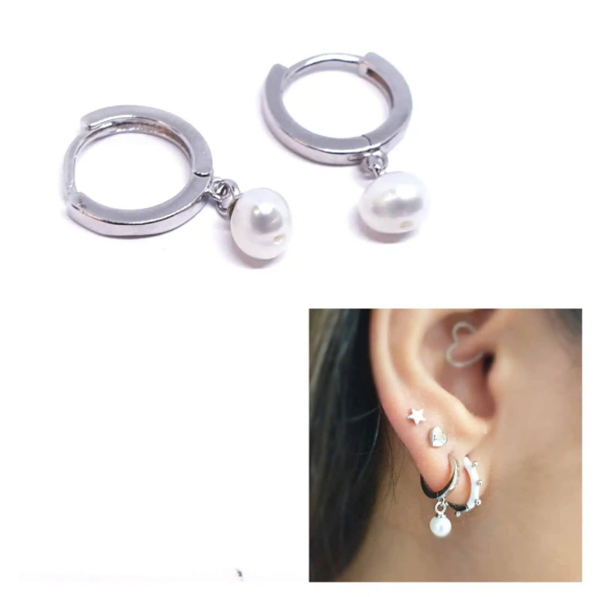 Foto de Pendientes Plata Perla Aro