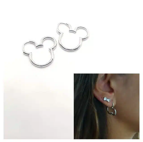Foto de Pendientes Plata Silueta Mickey